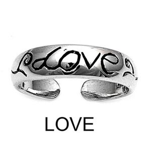 💕 Sterling Silver Toe Ring – Love Script